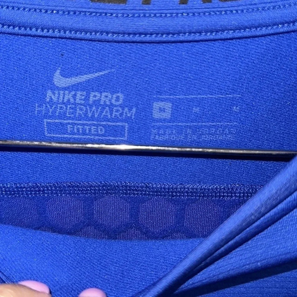 Nike Pro Hyperwarm Blue Fitted Long Sleeve Shirt Size Medium - Picture 6 of 6